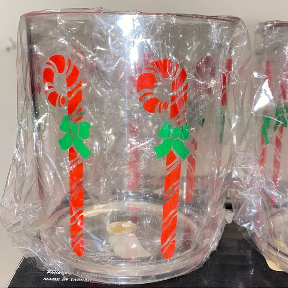 Vintage Acrylic Candy Cane Rocks Glasses Set of 4 Retro Holiday Drinkware 14oz - Picture 2 of 14